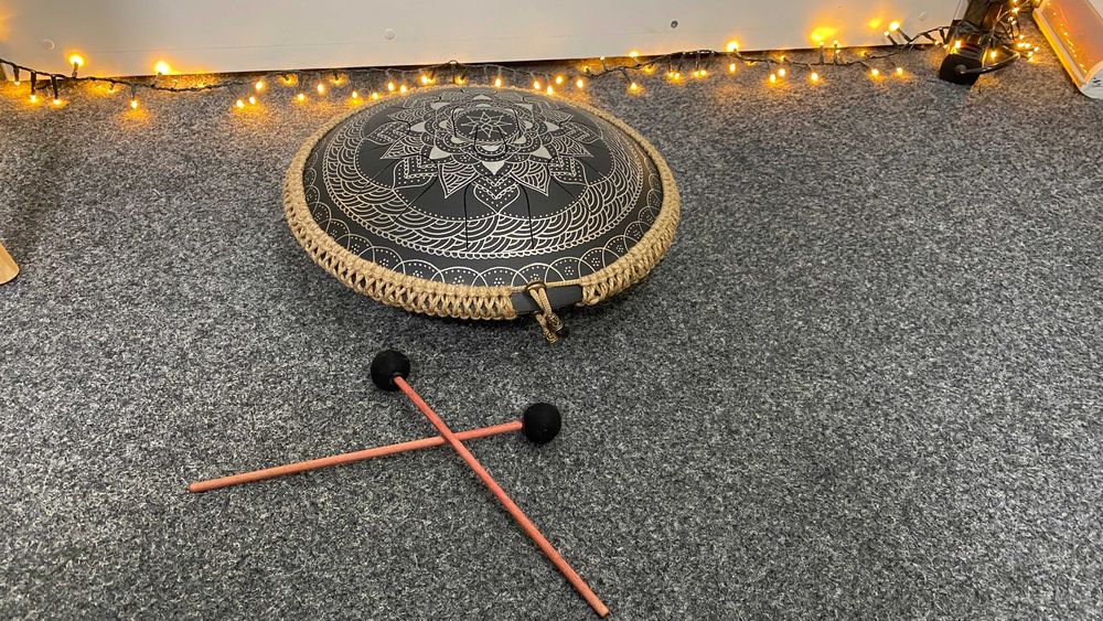 Глюкофон сталевий язик 35 см мандала, з молоточками