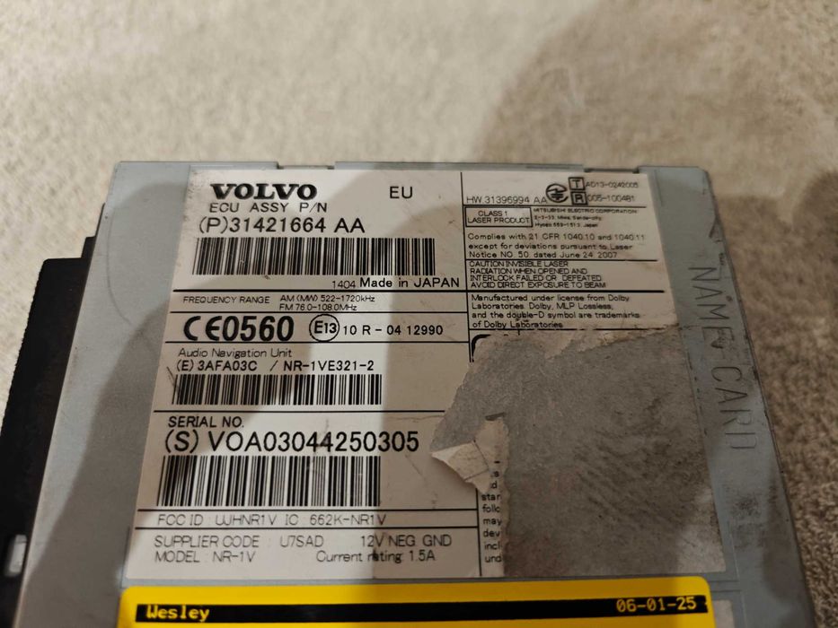 Moduł Radioodtwarzacz CD/DVD/GPS Volvo V60 II V40 II Generacji EUROPA