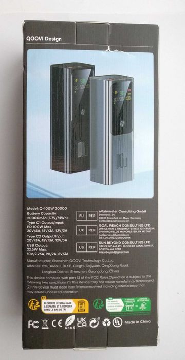 Qoovi PD100W 20000mAh Power Bank