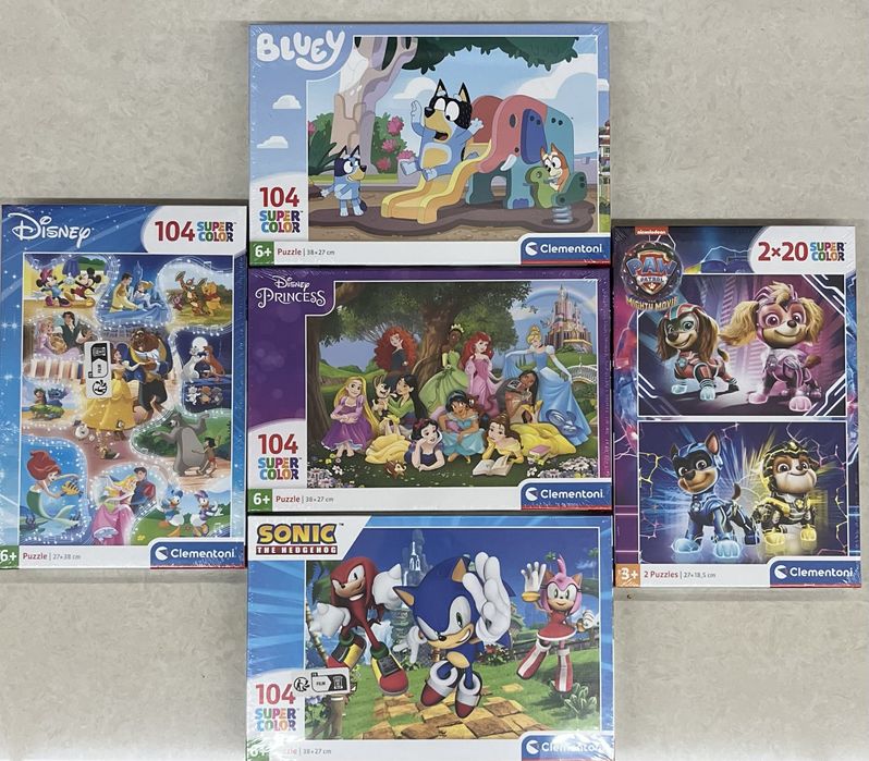 Puzzles redondo e disney sonic bluey patrulha onda princesas