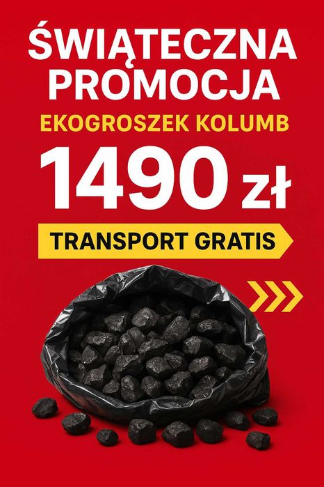 Ekogroszek suchy KOLUMB, czysty popiół,Transport gratis!