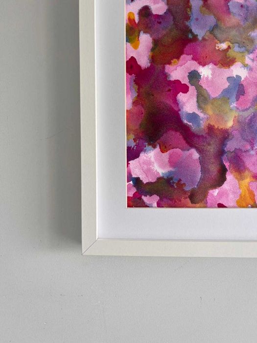 Quadro - Pintura abstrata em acrílico com moldura