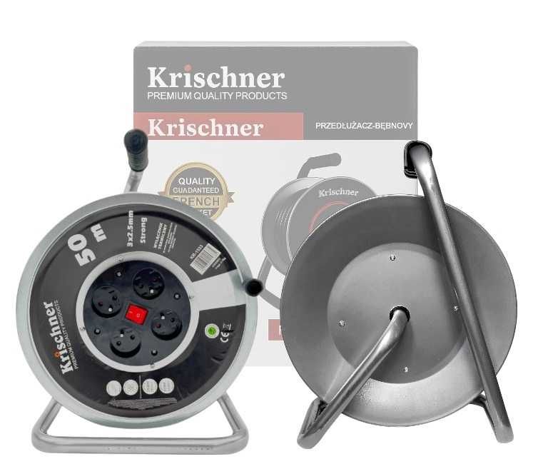 Przedłużacz Bębnowy METALOWY 50m metrów,Budowlany, GRUBY kabel 3x2,5mm