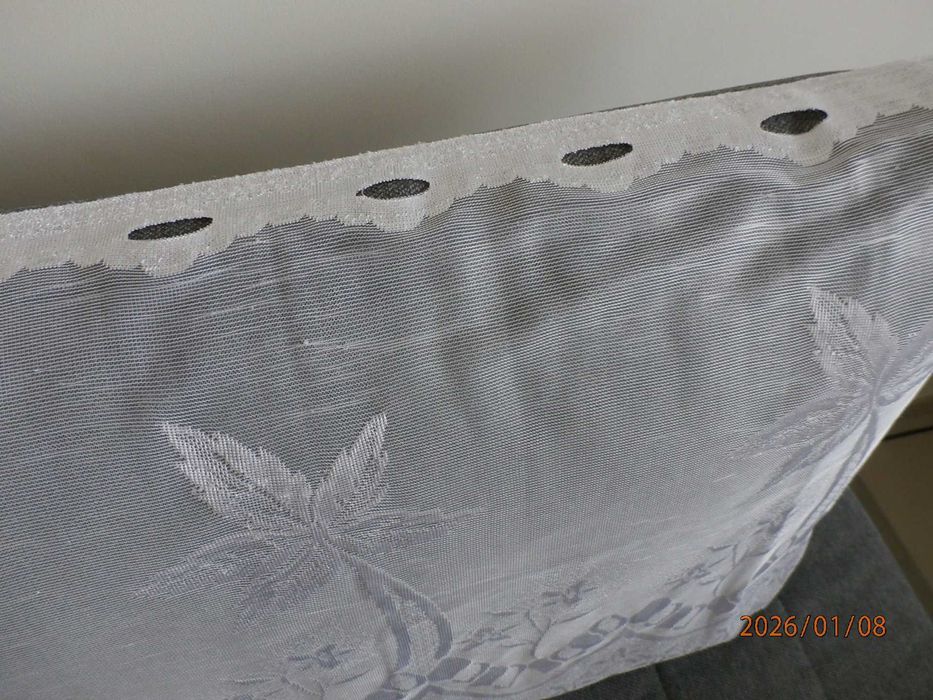 Firana - zazdrostka żakardowa z oczkami, biała, rozm. 200 x 57 cm.