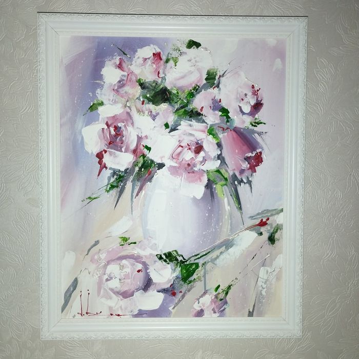 Андрій Іжак. Піони. 45,5*55,2см Картина, масло, акрил, холст, мастихін