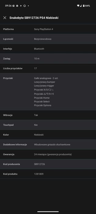 Pad do PlayStation 4 bezprzewodowy nowy komplet