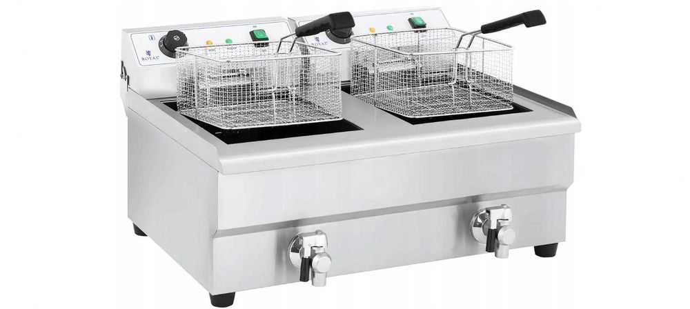 Duża FRYTOWNICA 2x 16L Dwukomorowa Royal Elektryczna Frytkownica
