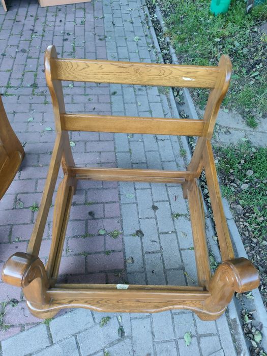 Narożnik  dębowy + skóra, fotel