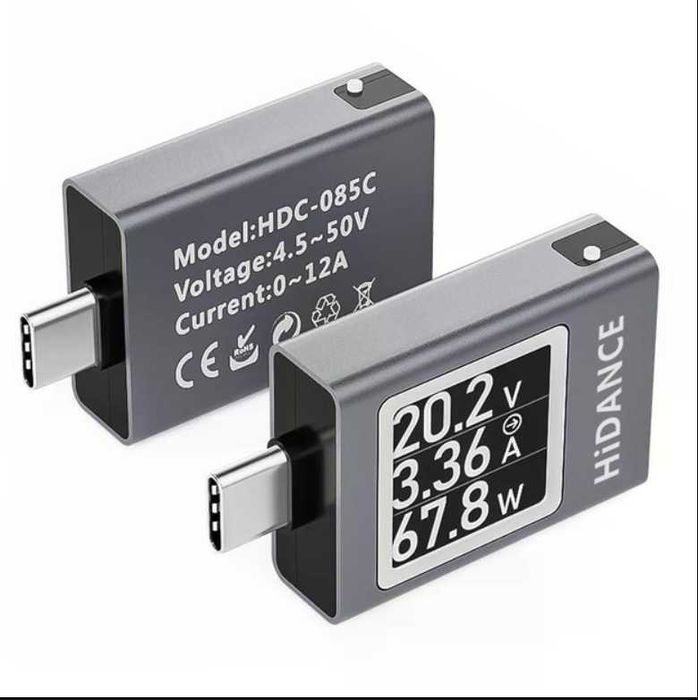 USB Type-C Цифровой тестер 4.5–50В, 0–12A быстрая зарядка