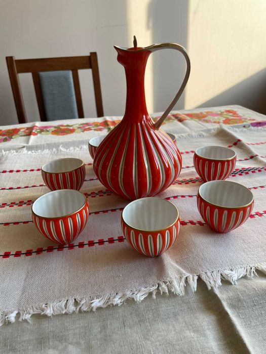 Karafka + 7 kubeczków CHODZIEŻ (1960) UNIKAT