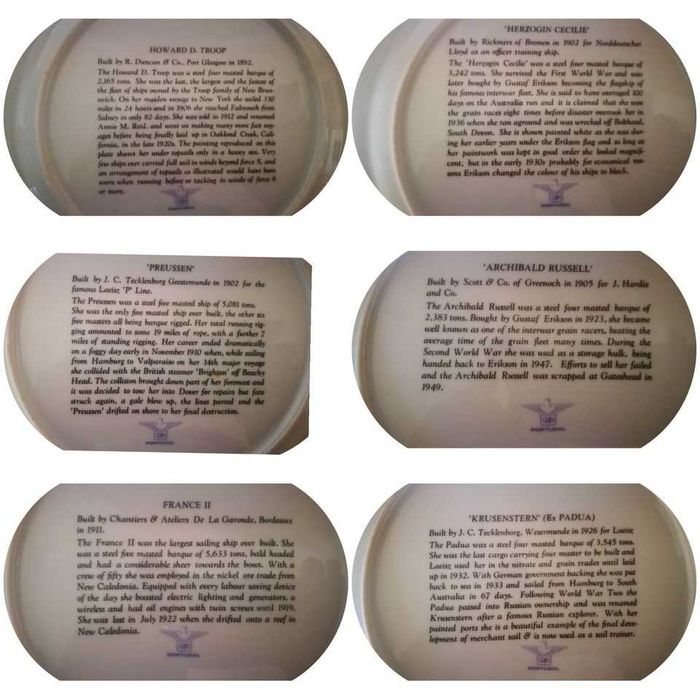 Pratos decorativos 6 barcos Veleiros porcelana Quinta Nova