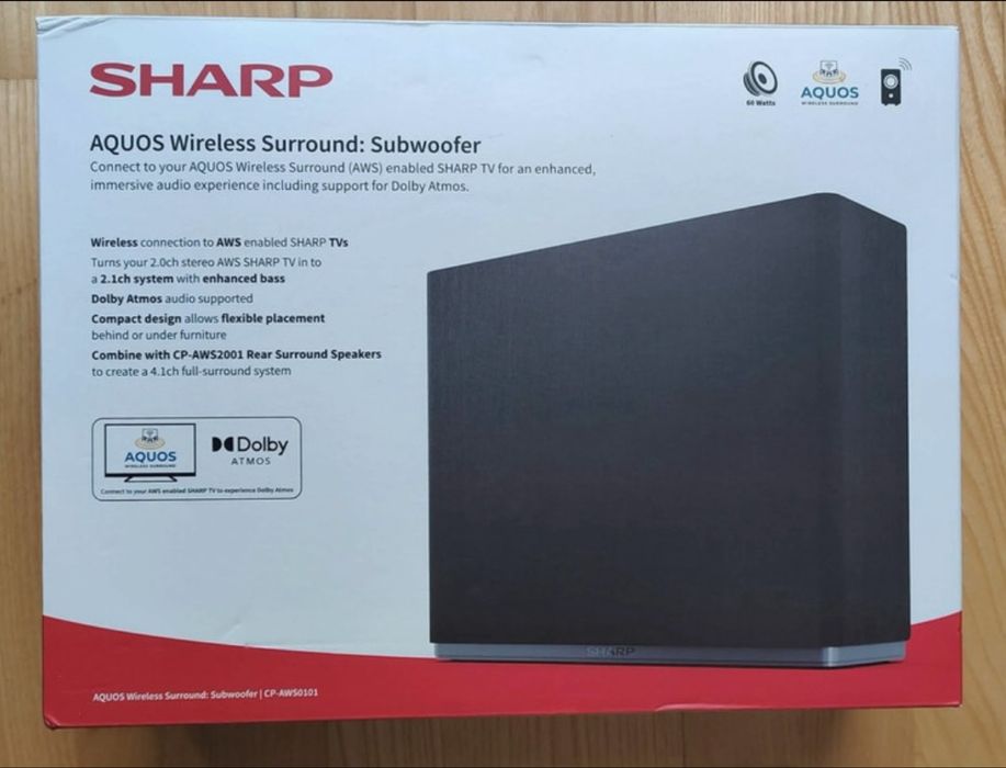 Bezprzewodowy subwoofer Sharp CP-AWS0101 z serii AQUOS Wireless Surround