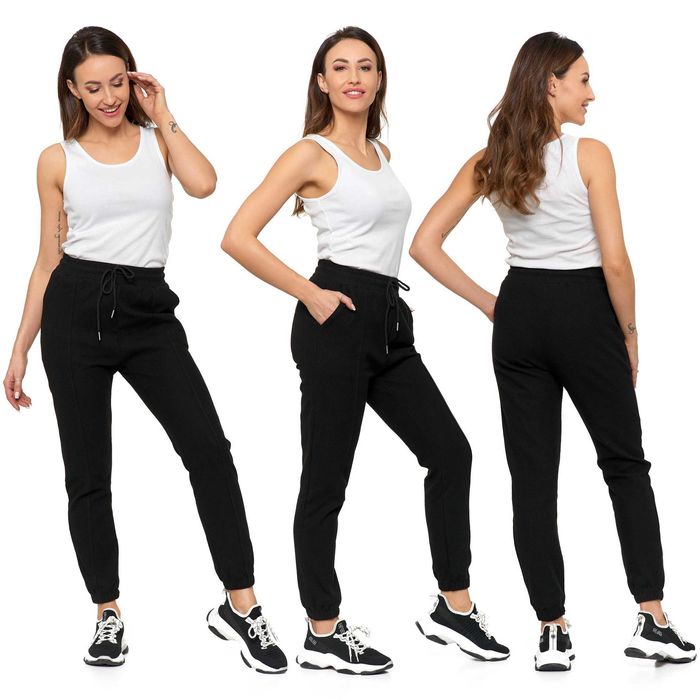 Eleganckie spodnie MORAJ damskie z kieszeniami CZARNE M