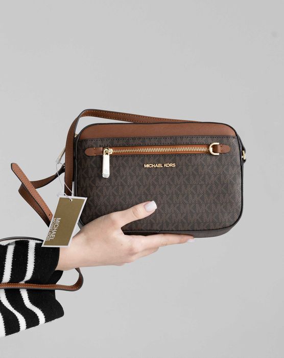 Сумка Michael Kors Jet Set logo brown Майкл Корз