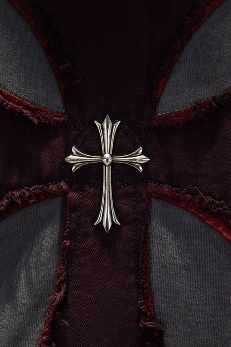 CHROME HEARTS худи унисекс мужское серое с крестом кофта с капюшоном