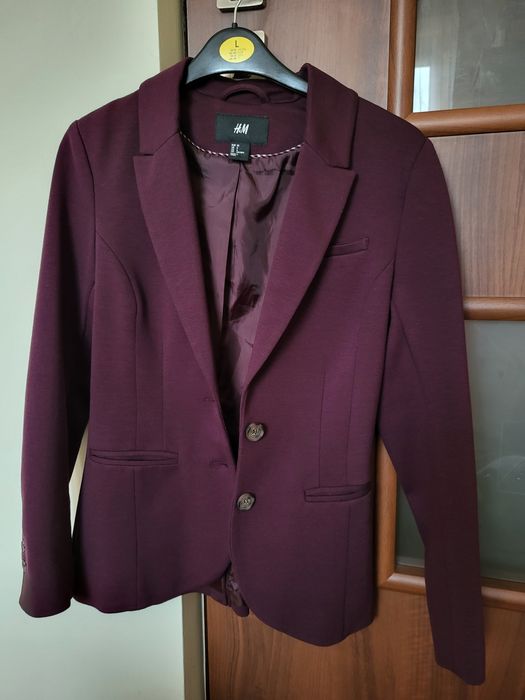 Fioletowa śliwkowa marynarka H&M, rozmiar 34 (XS)