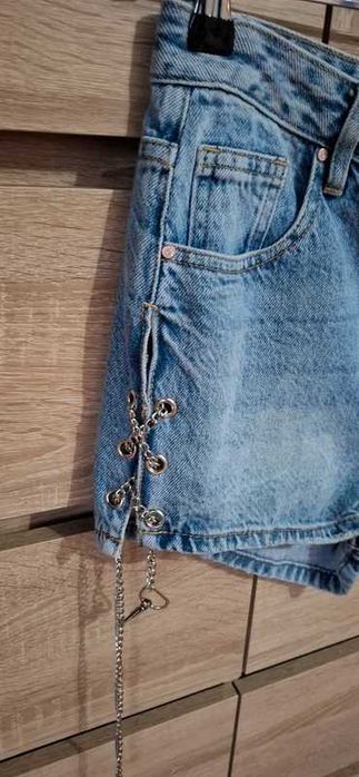 Jeansowe krótkie spodenki szorty wysoki stan 40/L nowe