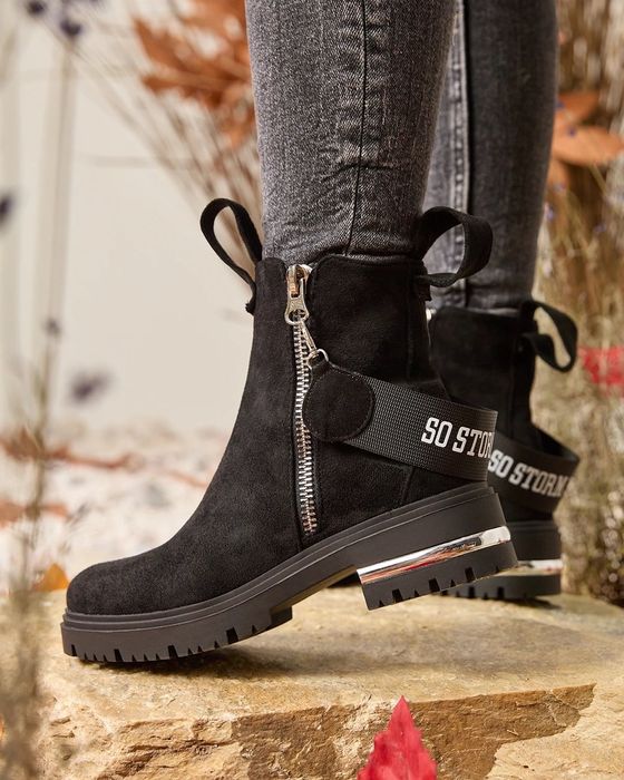 36 37 38 botki 39 40 41 na płaskim obcasie zamszowe z paseczkiem napis