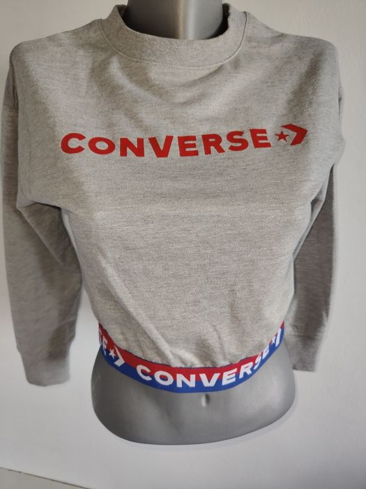 Markowa krótka bluza Converse All Star r S 36 szara rękaw 3/4