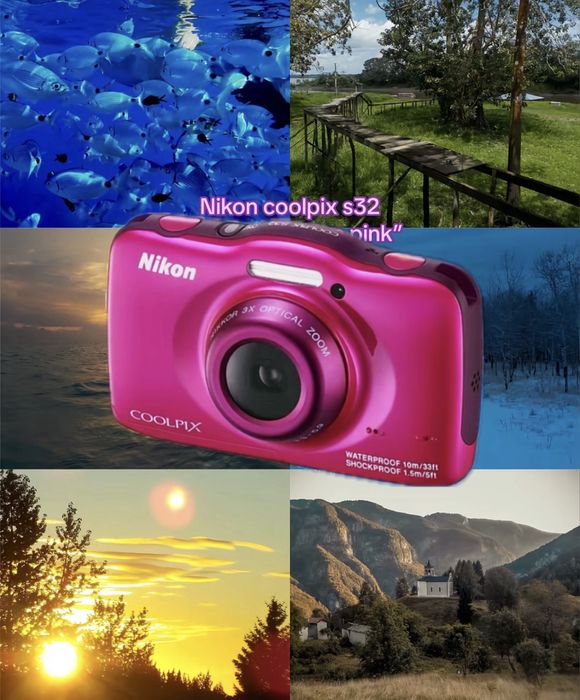 Aparat Cyfrowy Nikon Coolpix S32 rózowy digicam wodoodporny cyfrówka