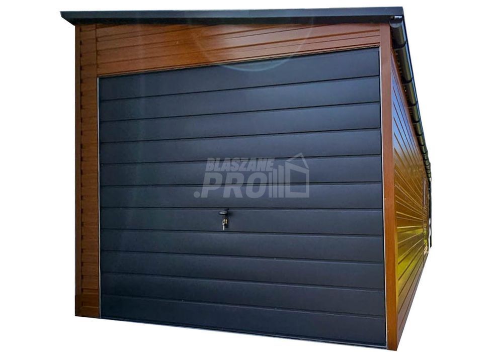 Garaż blaszany 3x6  1,5m - Brama okno  dach spad w bok - rynna GP629