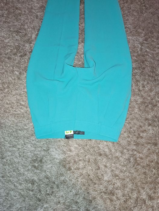 Cygaretki 40 Primark miętowe turkusowe wysoki stan spodnie