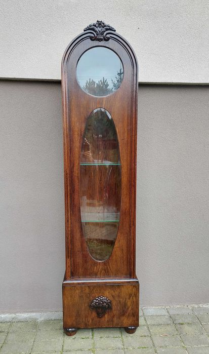 Stary słupek witryna szafka dąb ciemna przedwojenna E222