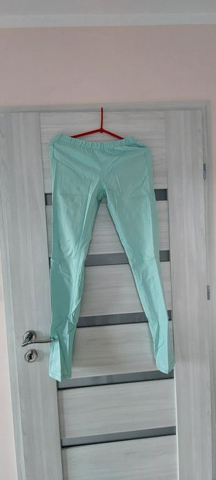 Spodnie rurki leginsy legginsy miętowe pieces  jeansowe S
