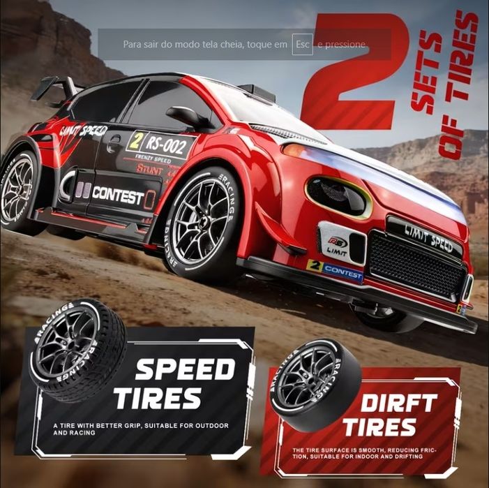 Carro de drift 2.4ghz com luzes, plilhas e frete grátis