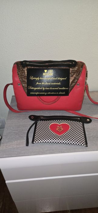 Mala Love Moschino Vermelha - Original c/ Bolsa Frontal Removível