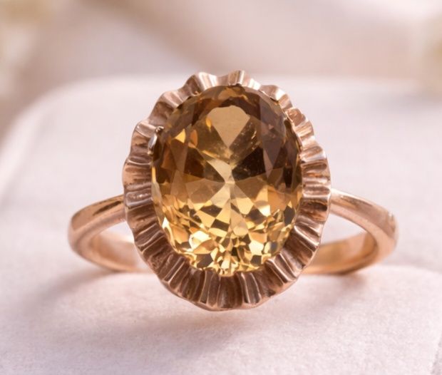 Золотое кольцо с цитрином ссср