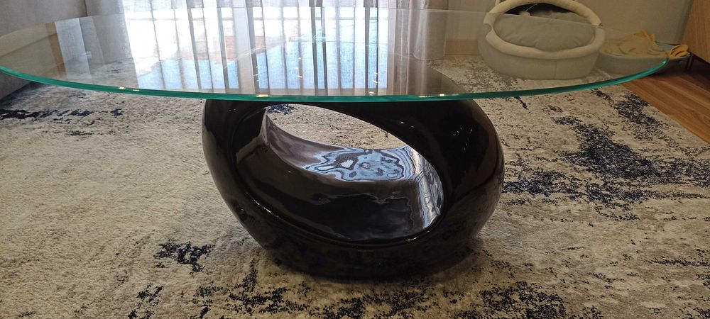 Mesa centro preto com vidro