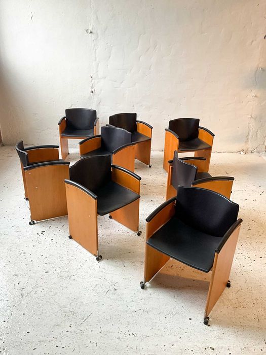 Arco fotele klubowe na kółkach skóra lata 80 90 vintage design