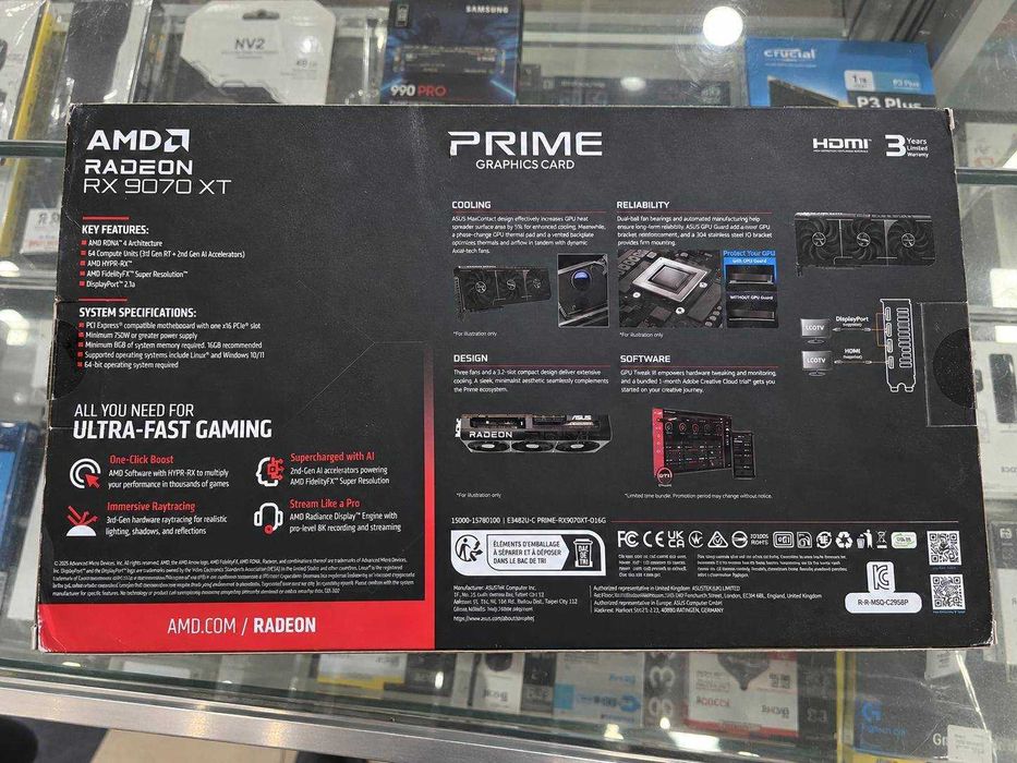 Відеокарта ASUS Prime Radeon RX 9070 XT OC 16GB GDDR6 256-bit (PRIME ...