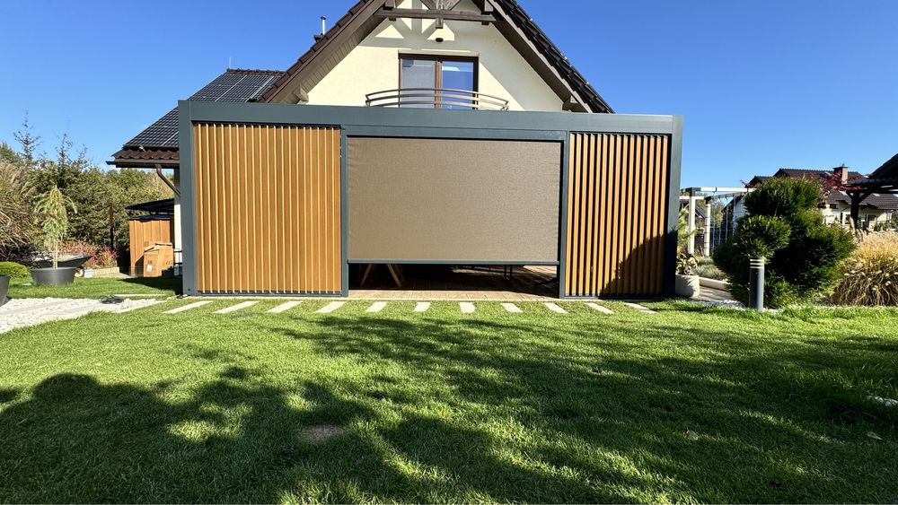 Pergola Lamelowa z otwieranym dachem, oświetleniem i montażem, 6x4m