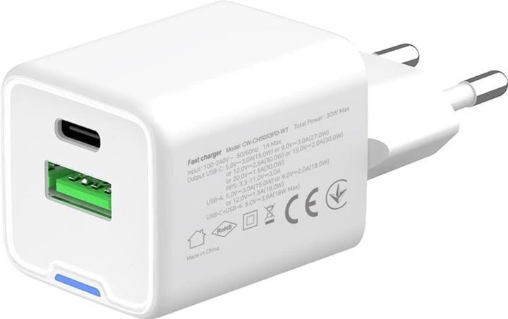 Мережевий зарядний пристрій Colorway GaN Mini 30W PD Port PPS USB