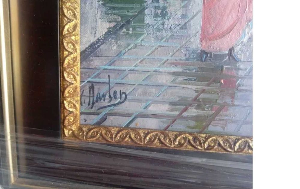 Pintura a óleo com assinatura do pintor
