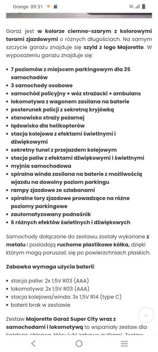 Garaż (parking) miejski majorette super city duży