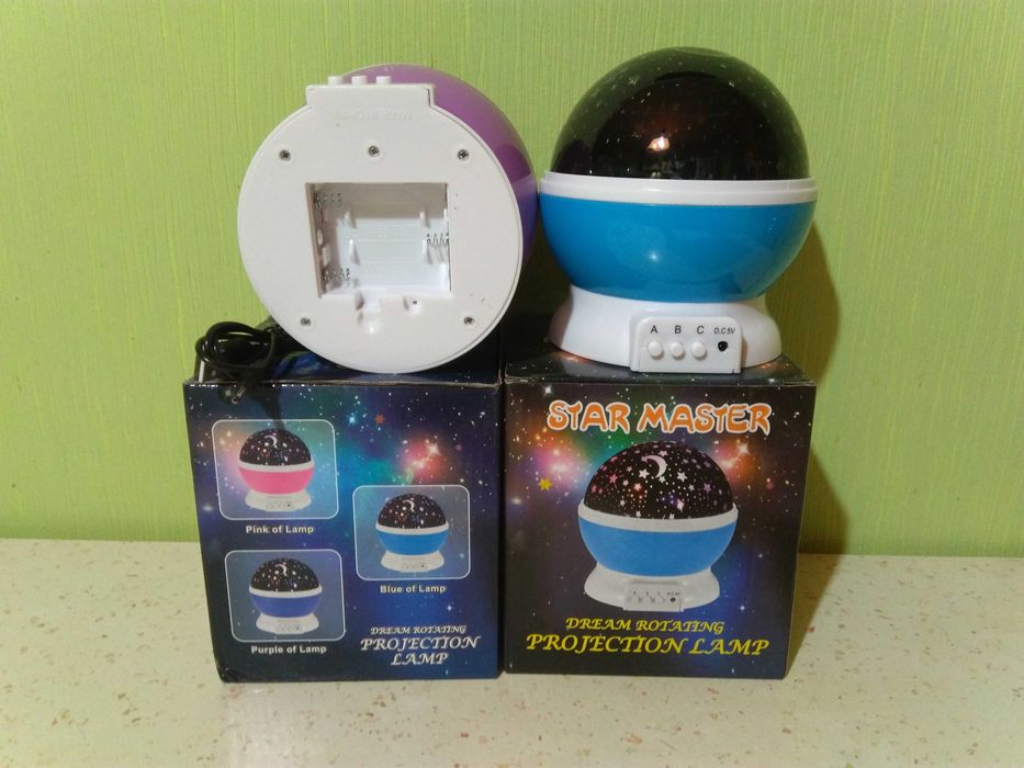 USB, 3 AAA батарейки звездное небо. Вращающийся шар, ночник, проектор.