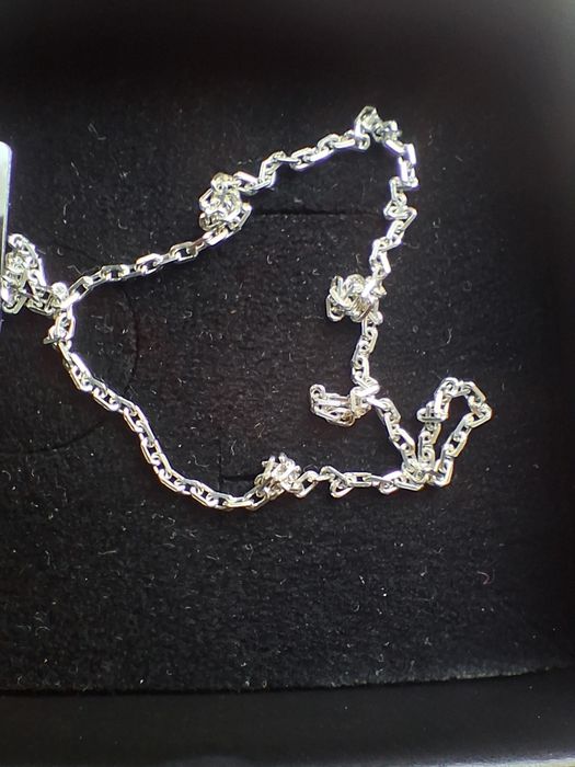 Łańcuszek ze srebra ankier diamentowany AD050 używany 50cm jak Nowy