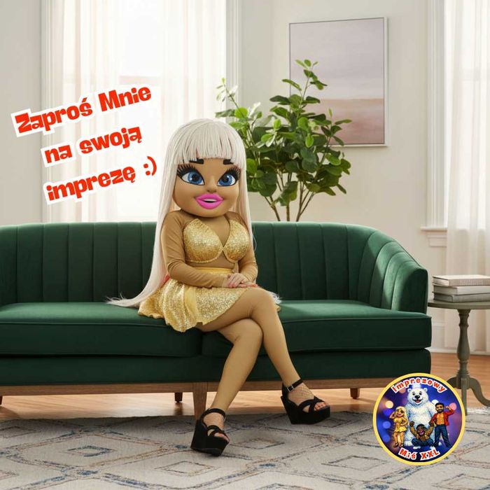 Biały Miś Tancerz Striptizer Alvaro lalka Jessica  – Żywa Maskotka