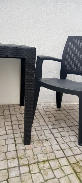 Mobiliário de  terraço 1 mesa + 2 cadeiras  Caribe cinza