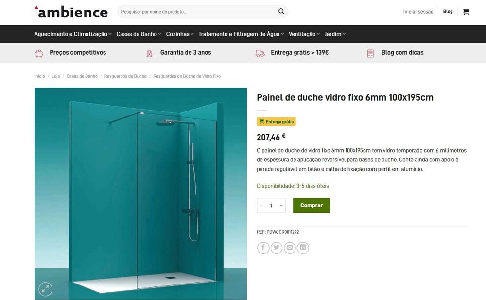 NOVO - Painel de duche 100x200 cm 6mm