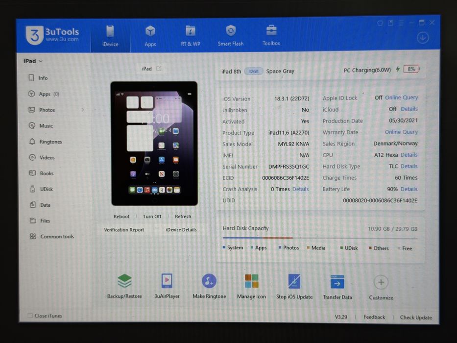 iPad 8. gen. (A2270) - 32GB - faktura VAT 23%