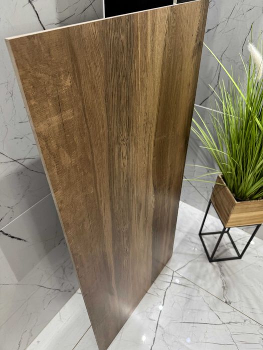 Płytka gresowa drewnopodobna 120×60 ciemny dąb, format XL, Mat, gładka