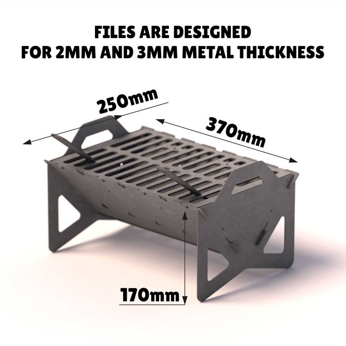 Grill składany 370 mm x 250 mm - projekt pliki dxf