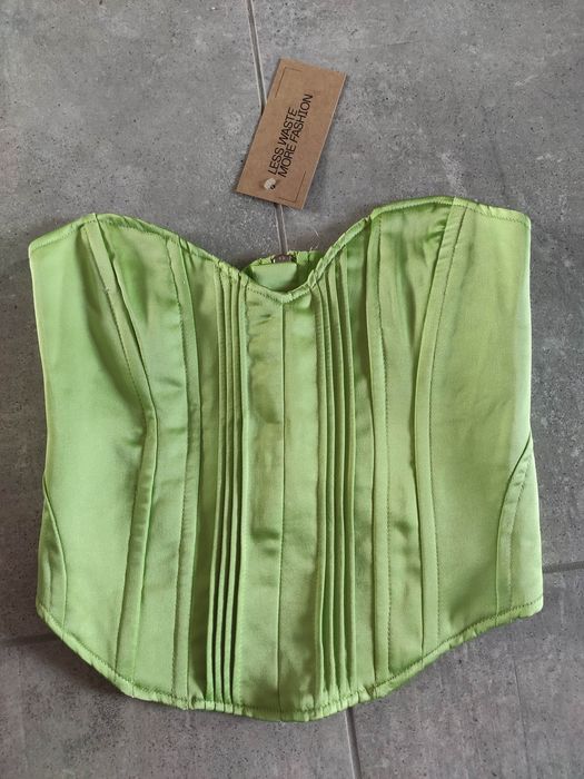 Bershka top gorset nowy XS S M zielony