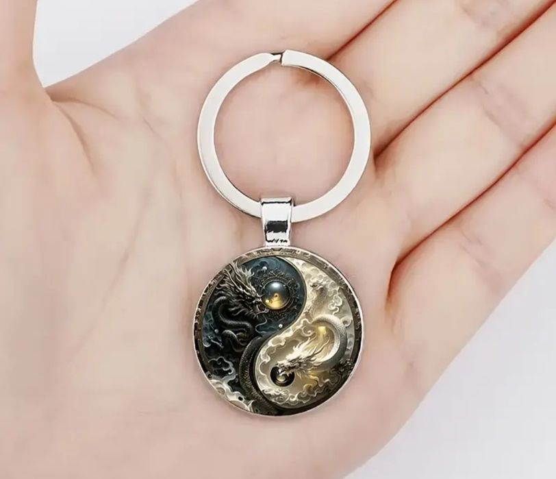 Porta chaves bússola náutica e yin yang