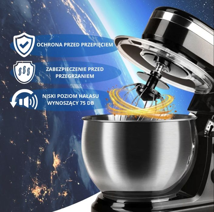 Mikser Planetarny 700W z Miską ze Stali Nierdzewnej 3L