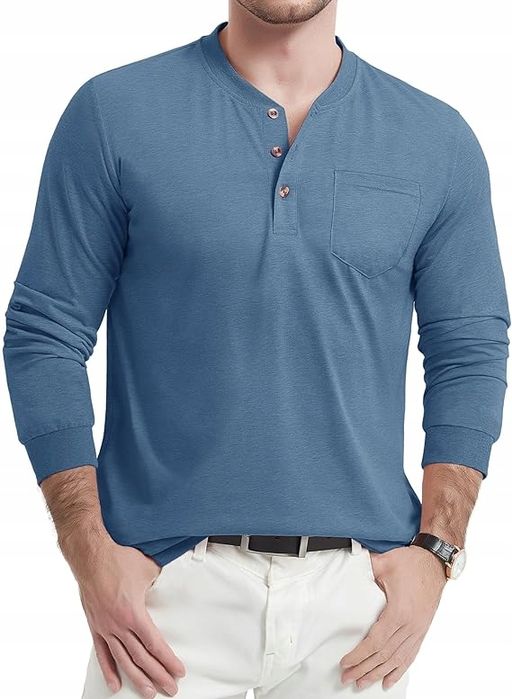 TACVASEN Męska Koszulka Henley z Długim Rękawem M